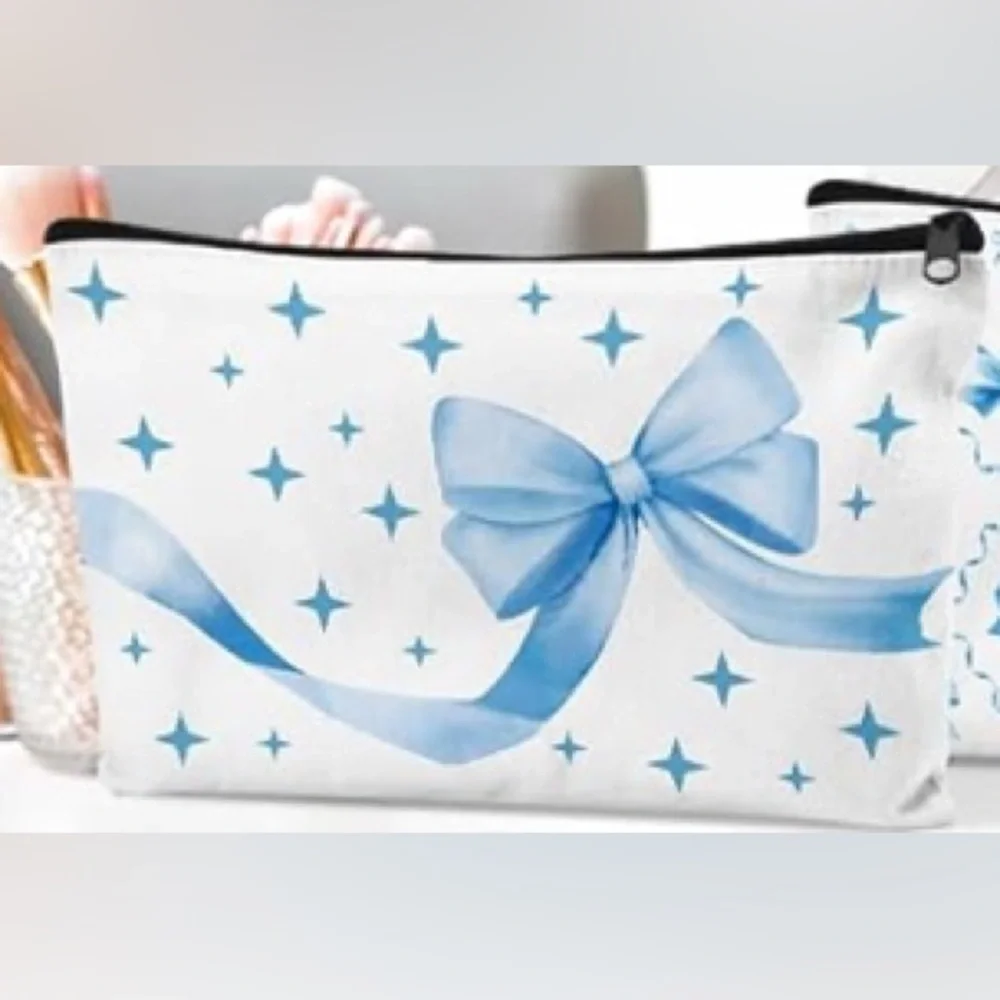 Blue Bow Makeup Bag